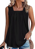 Load image into Gallery viewer, Womens Tank Tops Summer Square Neck Pleated Sleeveless Top Casual Loose Fit Basic Shirts