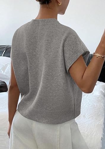 Women's 2026 Spring Sweater Vest Trendy Flower Knit Short Sleeve Cute Pullover Tank Tops Summer Fashion Clothing